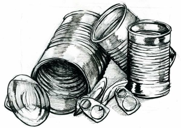 Консервная банка карандашом