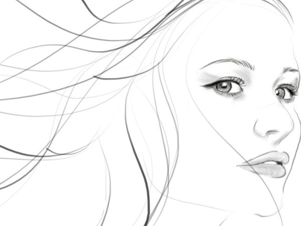 Рисунок молодой девушки карандашом