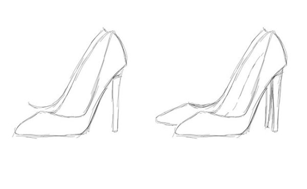 Туфли карандашом поэтапно