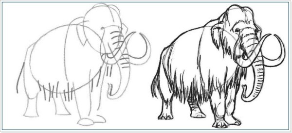 Мамонт рисунок карандашом