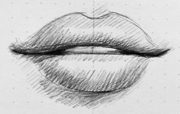 Губы простым карандашом