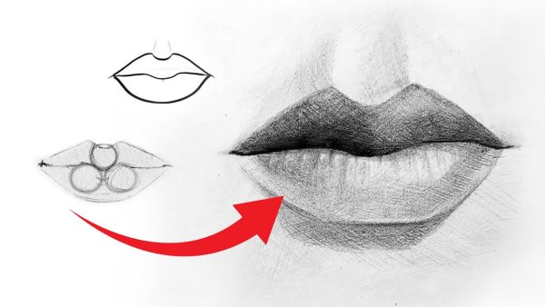Губы рисунок поэтапно