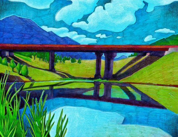 Рисование цветными карандашами пейзаж