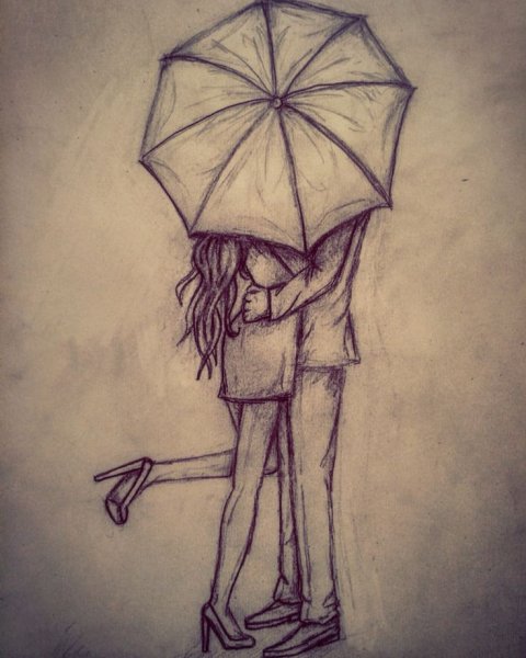 Влюблённая пара рисунок карандашом