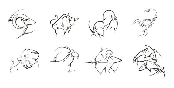 Знаки зодиака одной линией