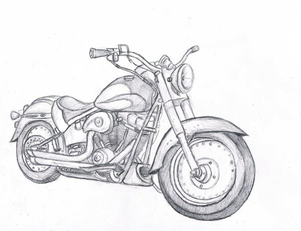 Мотоцикл рисунок карандашом