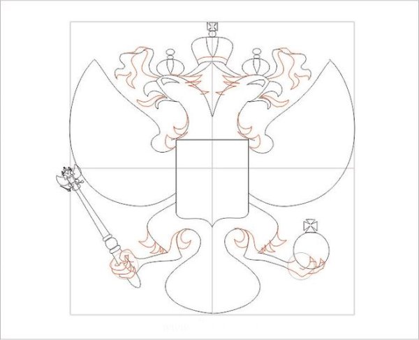 Герб России рисунок карандашом