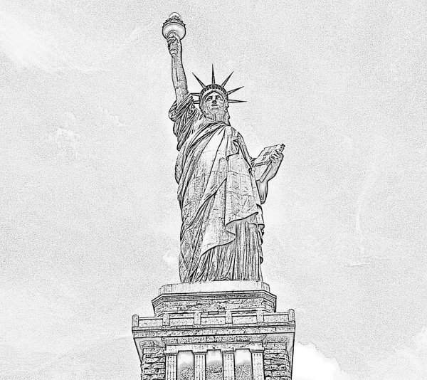 Статуя свободы рисунок карандашом