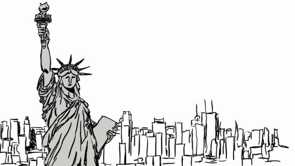 Статуя свободы рисунок карандашом