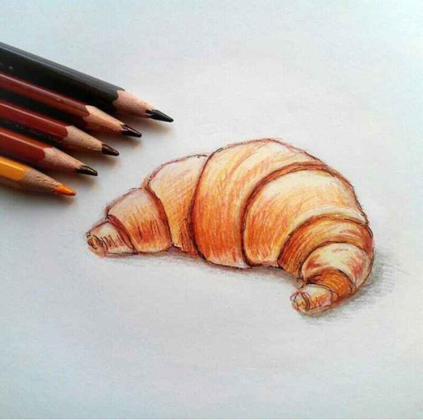 Круассан рисунок карандашом