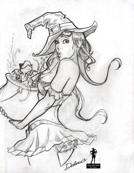 Рисунки для ведьмочек лёгкие