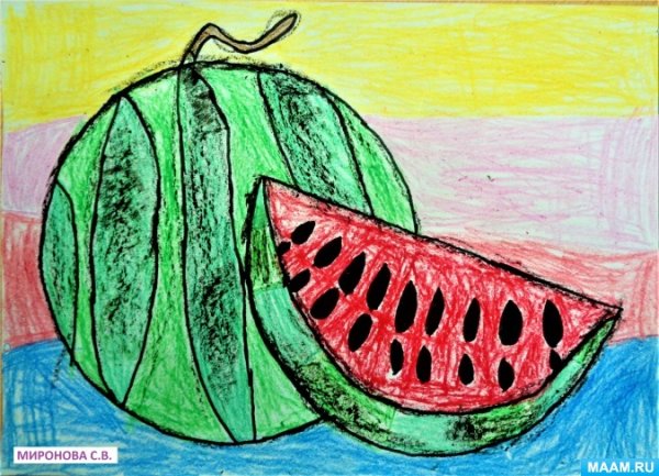 Несложные рисунки карандашом Арбуз