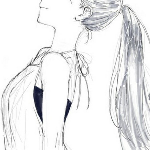 Нарисованная девушка с хвостом