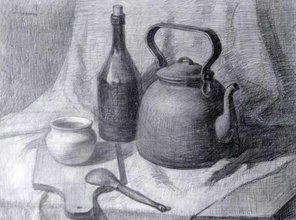 Бытовой натюрморт карандашом
