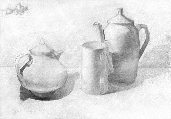 Металлический чайник карандашом