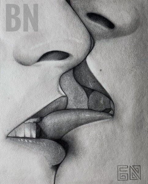 Поцелуй рисунок карандашом