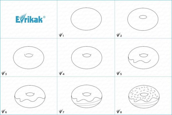 Пончик рисунок карандашом