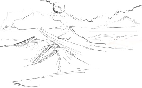 Пустыня рисунок карандашом