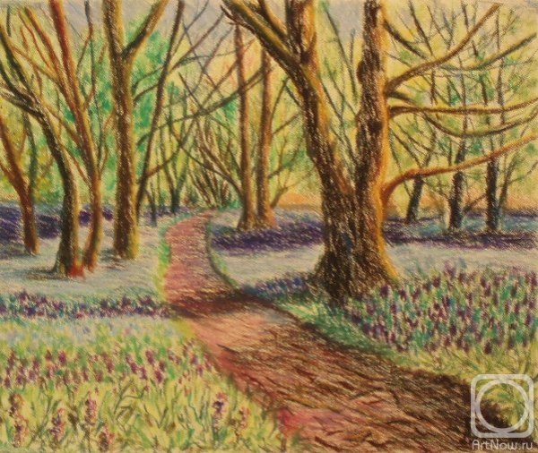 Пейзажи карандашами цветными лес