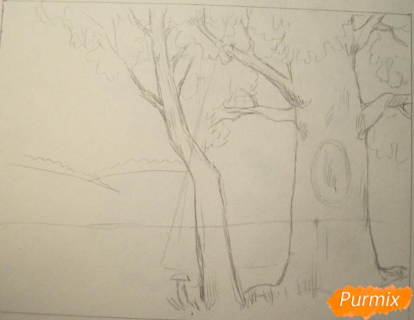 Нарисовать лес карандашом