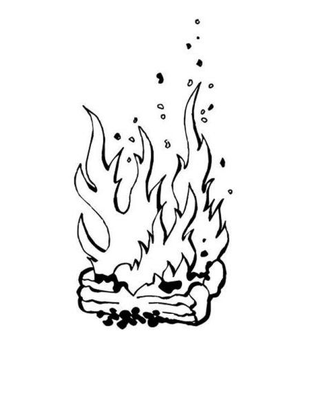 Костер раскраска для детей