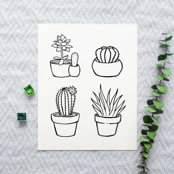 Тату Кактус эскизы