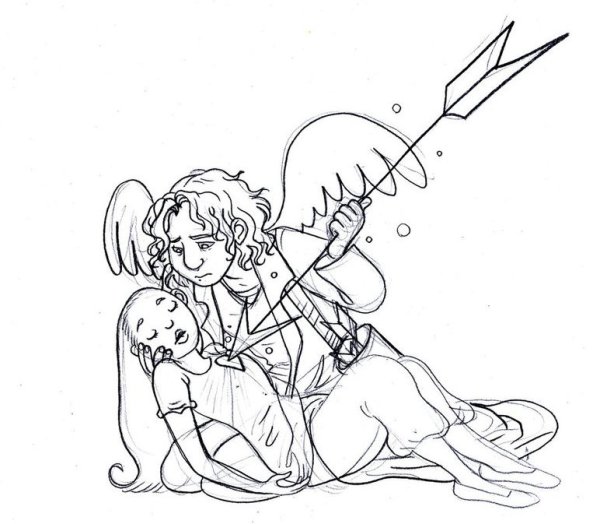 Купидон карандашом лёгкий