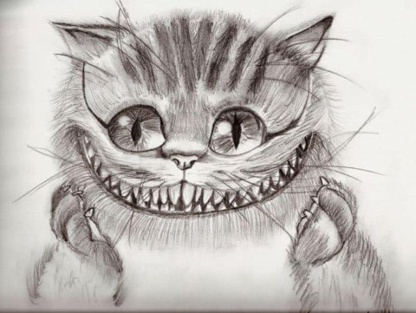 Алиса в стране чудес рисунок лёгкий Сеширский кот