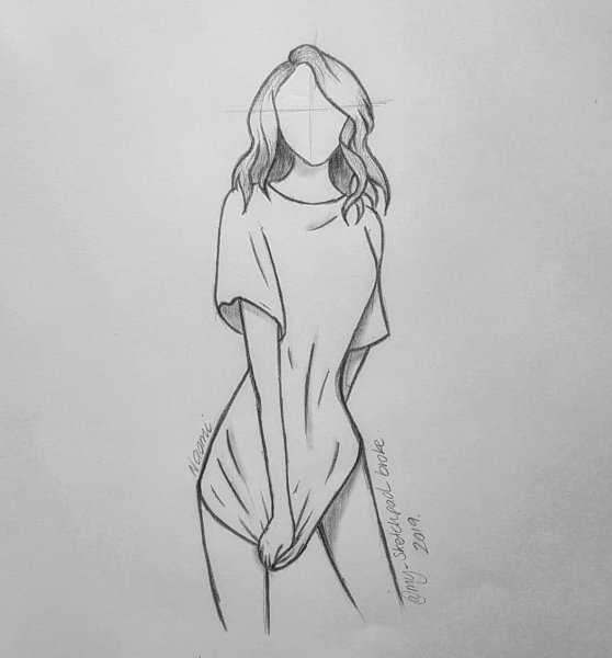 Фигура девушки карандашом