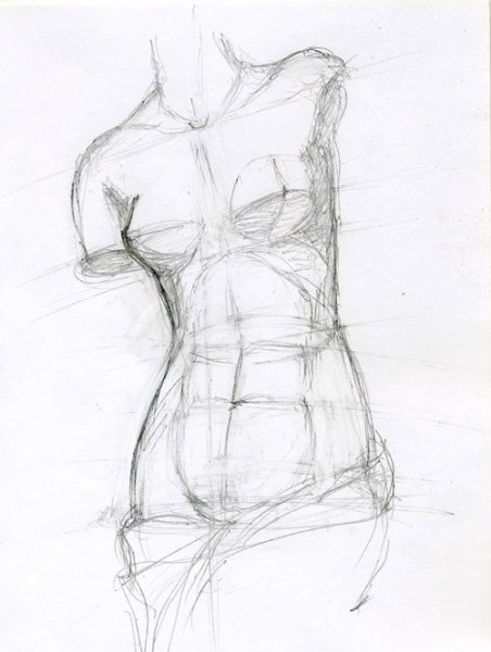 Женское тело карандашом