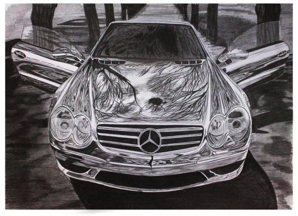 Мерседес карандашом