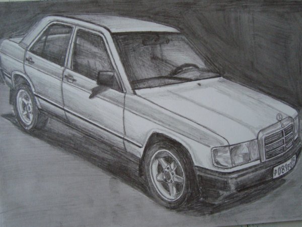 Мерседес рисунок карандашом
