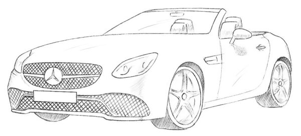 Мерседес рисунок карандашом