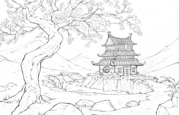 Раскраска пейзаж