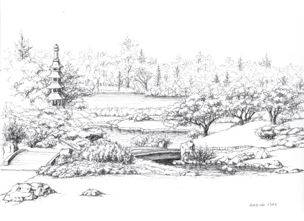 Японский дом тату эскиз