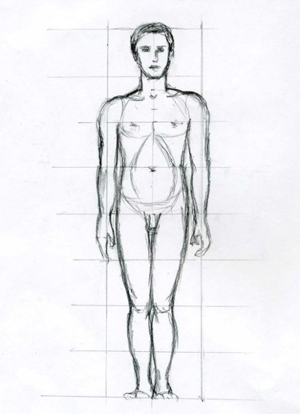 Тело человека карандашом в полный рост