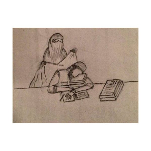 Рисунка карандашом мусульманкой пары