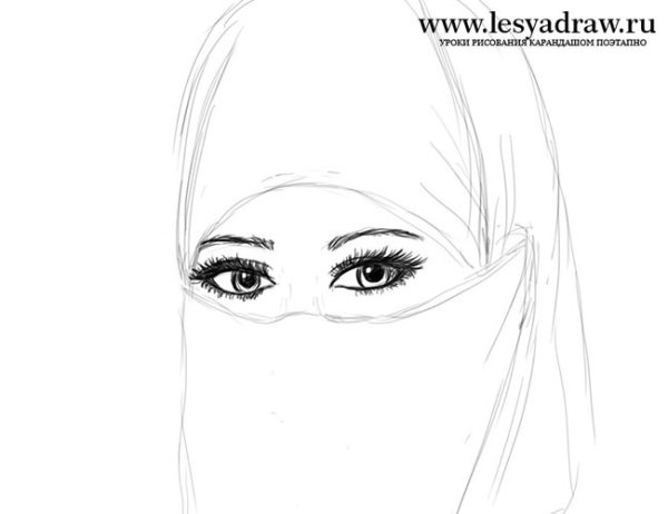 Нарисовать мусульманку карандашом