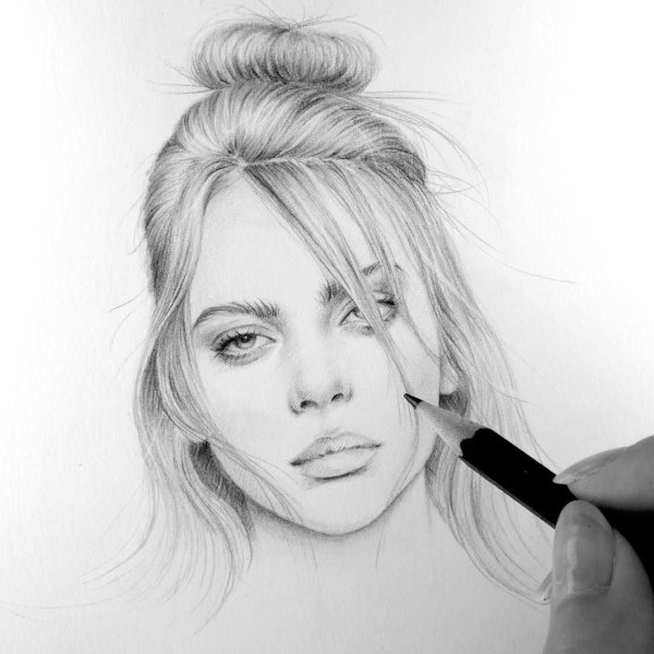 Портрет Билли Айлиш карандашом