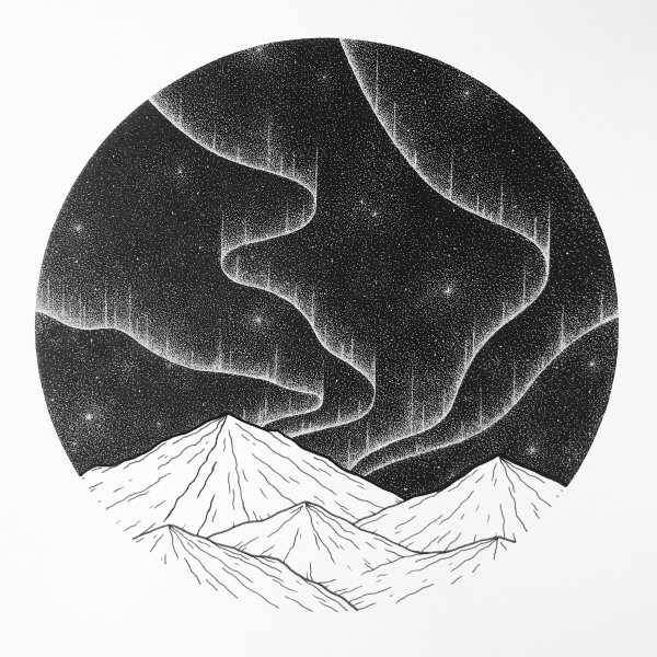 Северное сияние карандашом