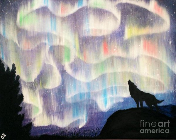 Рисунок Северное сияние и замок