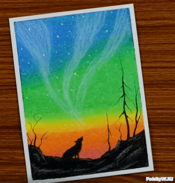 Белый медведь акварелью для детей