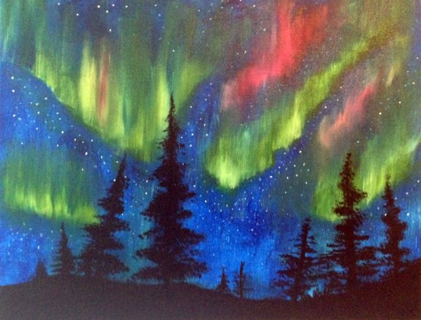 Северное сияние рисование в детском саду