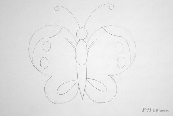 Бабочка срисовка легко