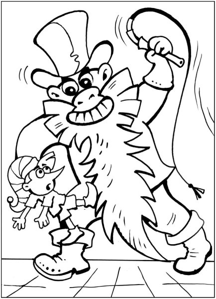 Раскраска Буратино карабас барабас