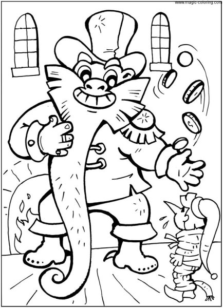 Раскраска Буратино карабас барабас