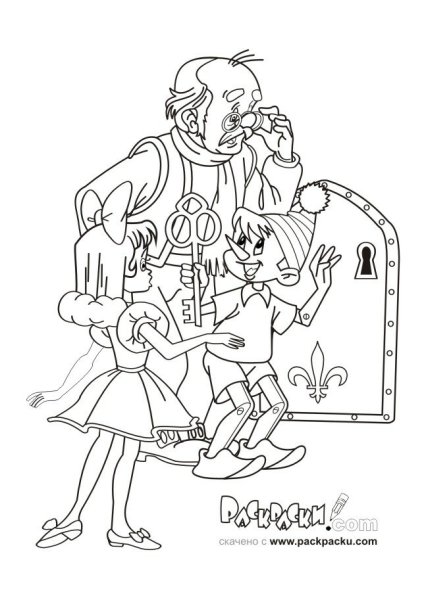 Золотой ключик раскраска для детей