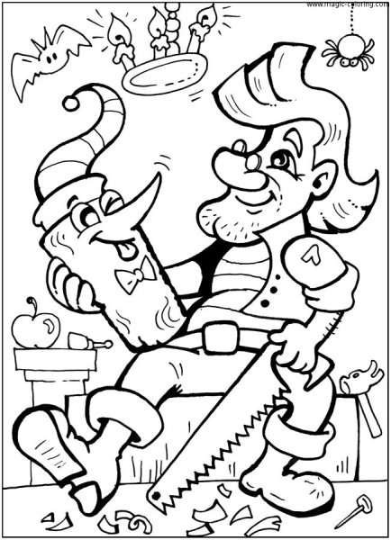 Приключения Буратино раскраска