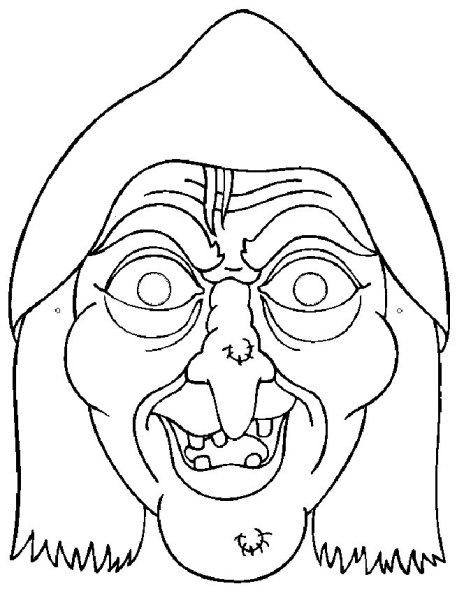 Лицо бабы яги для раскрашивания