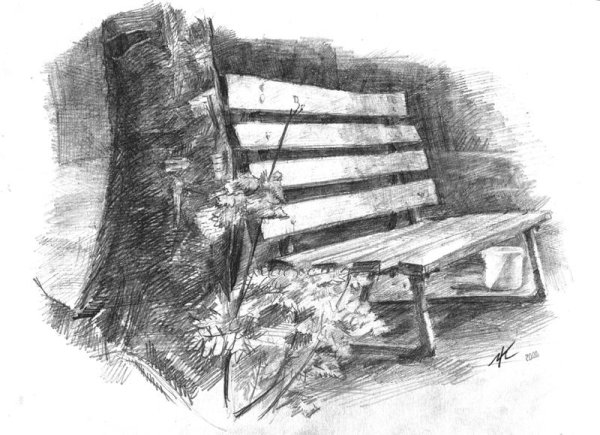 Зарисовка скамейки